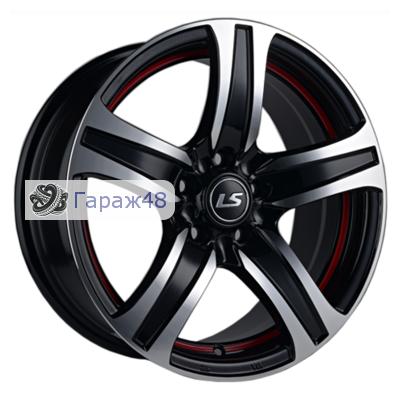 LS 145 R16 / 7J PCD 4x98 ET 28 ЦО 58.6 Литые Черный внешняя часть полированная и красная полоса на ободе